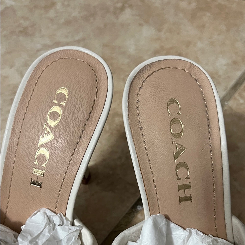 Coach Women's Cream Knot Detail Mules sandals - Picture 2 of 14